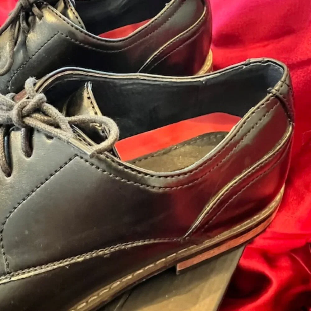 ZRIANG men's classic cap toe lace-up Oxford dress shoes black, size‎ 10.5